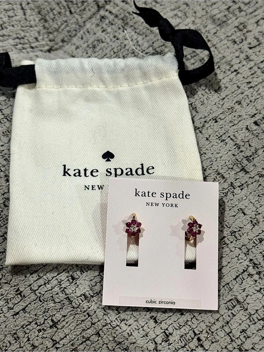 kate spade new york Miosotis Flower Huggies Pink & Gold NWT